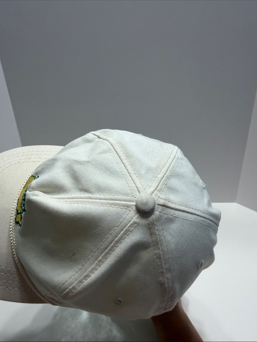Vintage Masters Cream Cap with Green & Yellow Embroidered Logo - Picture 8 of 14